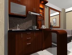 Desain kitchen set apartemen Green Bay Pluit